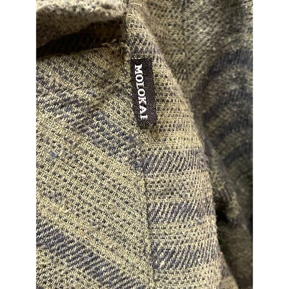 Molokai Surf Co. collared green & navy flannel unisex button down pockets Skater - Picture 2 of 7